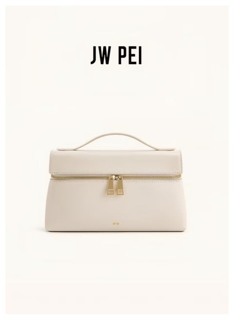 JW PEI ثيا توت مزاج أنيق مربع يدوي التنقل حقيبة اليد المألوفة (أبيض)