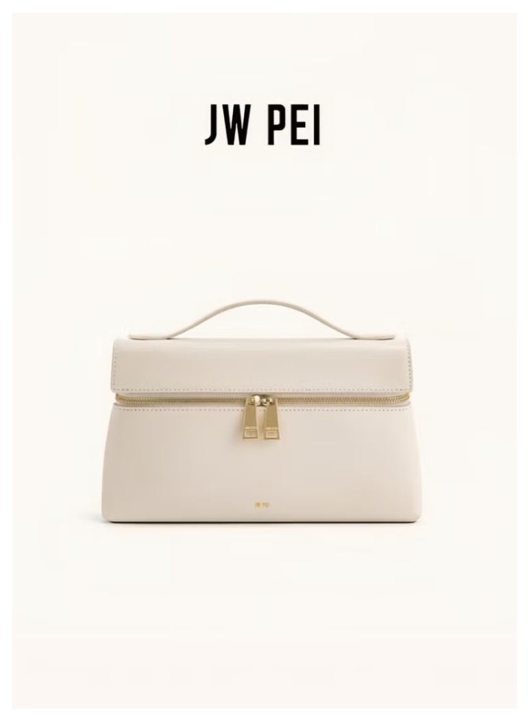 JW PEI ثيا توت مزاج أنيق مربع يدوي التنقل حقيبة اليد المألوفة (أبيض)