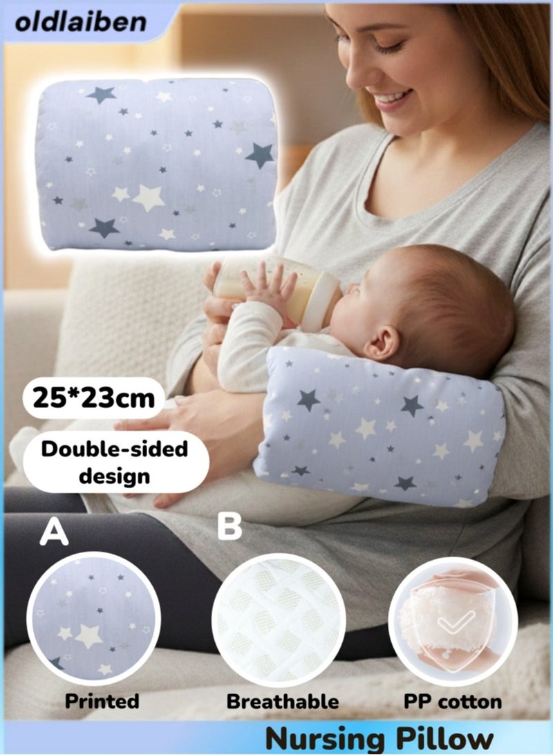 الدليبن وسائد للرضاعة الطبيعية، وسادة مهد مريحة، وسادة ذراع قطنية للرضاعة، وسائد إرضاع ناعمة ومريحة، وسادة ذراع محمولة لإرضاع الطفل أثناء السفر، لحديثي الولادة للرضاعة بالزجاجة （رمادي） - Image 1