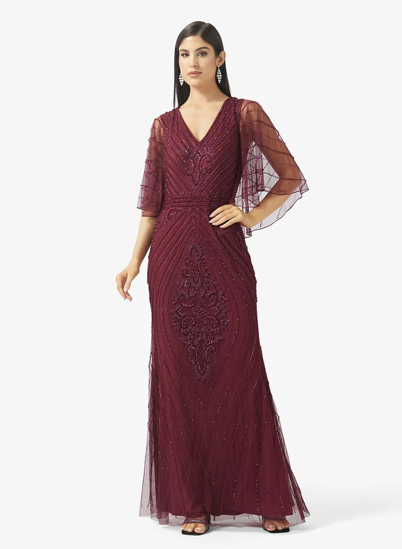 Beaded Embellished A Line Gown