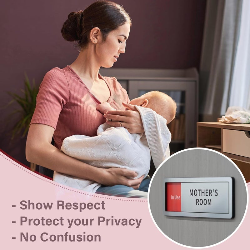 Abudada Mother's Room Sliding Door Signs Do Not Disturb,Breastfeeding Door Sign In Use/Available Slider Sign for Privacy Room Vacant Occupied Privacy Slide Door Sign，Brushed Silver - Image 5