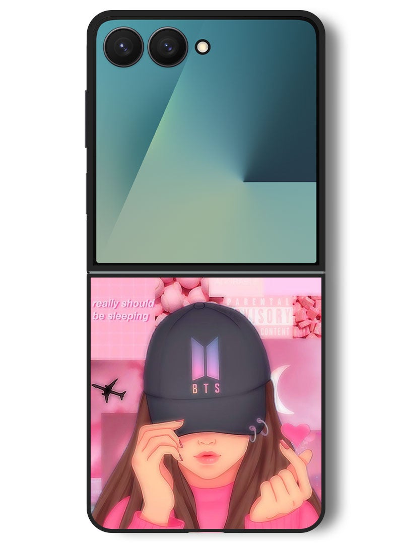Theodor Case Compatible with Samsung Galaxy Z Flip 7 - 6.9 Inch Protection Shockproof Bumper Cover Girl BTS Cap Snap - Image 1
