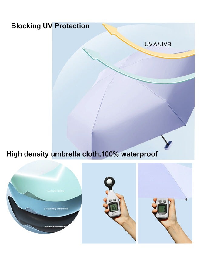 سوفي مظلة صغيرة للحماية من أشعة الشمس فوق البنفسجية، مظلة واقية من الشمس مقاومة للرياح للنساء والأطفال، مظلة صغيرة قابلة للطي للسفر من المطر، مظلة سفر خفيفة الوزن محمولة مع صندوق تخزين - Image 3
