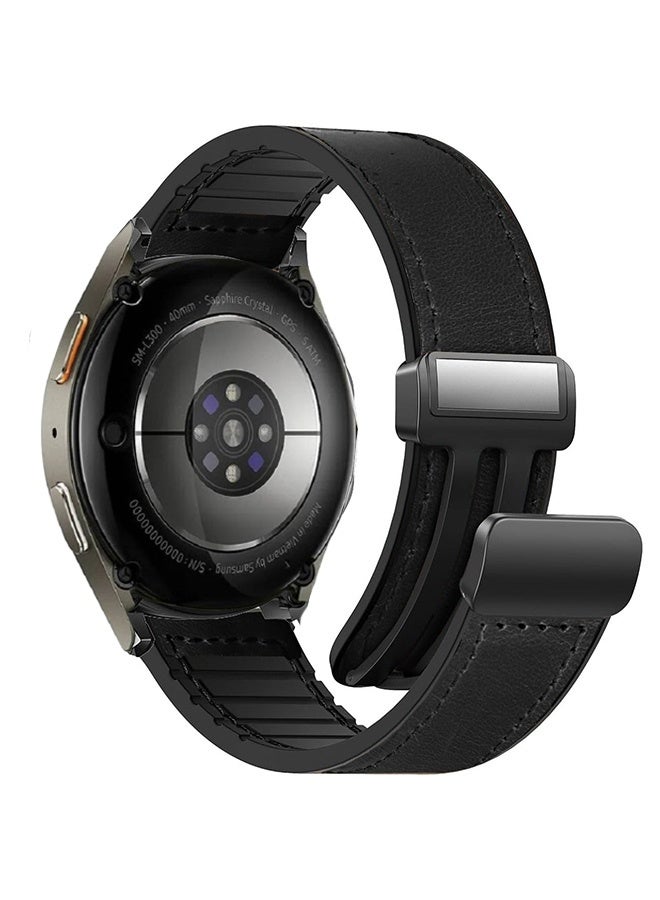S-Color 20mm Leather Strap Compatible with Galaxy Watch 7 40/47mm/Watch 6 43/47mm/Galaxy Watch 5 Pro 45mm/Watch5 40/44mm/Watch 4 Replacement Band Compatible with Huawei GT2 GT3/42mm Black - Image 1