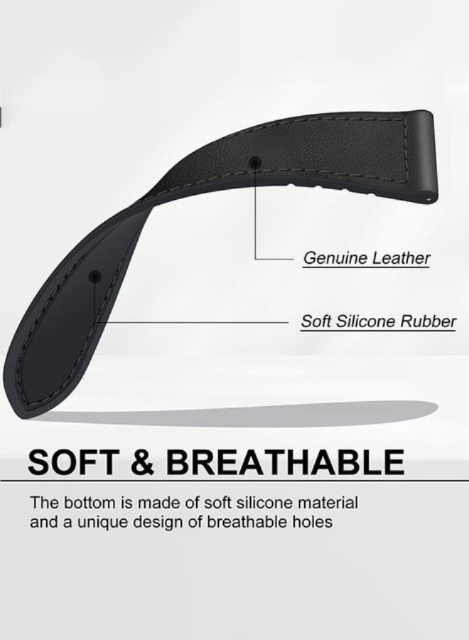S-Color 20mm Leather Strap Compatible with Galaxy Watch 7 40/47mm/Watch 6 43/47mm/Galaxy Watch 5 Pro 45mm/Watch5 40/44mm/Watch 4 Replacement Band Compatible with Huawei GT2 GT3/42mm Black - Image 4