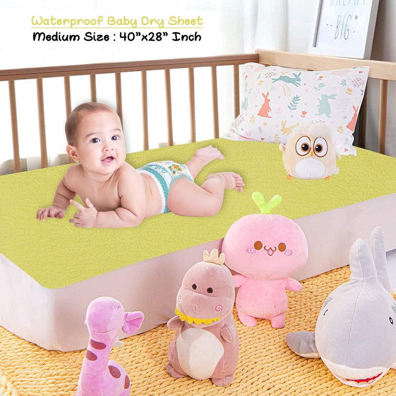 Dream King Waterproof Quick Dry Sheet for Baby| Bed Pad Anti-Piling Fleece Extra Absorbent Washable Matress Protector| Baby Bed Protector - Size Single Bed 220X140 Cm (Yellow) - Image 2