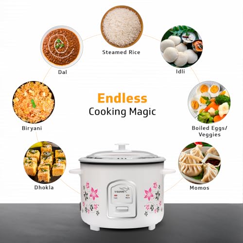 V-Guard VRC 1.8-Litre Electric Rice Cooker with 700 W Power, 2 Pots, Spatula, Rice Separator 5-Yr Heating Plate & 2-Yr Product Coverage Automatic Cooking with Double-Layered Body & Cool Touch Handles. - Image 4