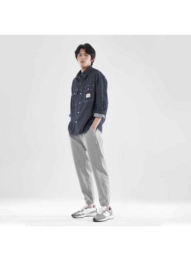 Markless Men's Autumn Winter Knitted Casual Versatile Loose Straight Jogger Pants 4834 Light Gray S - Image 2