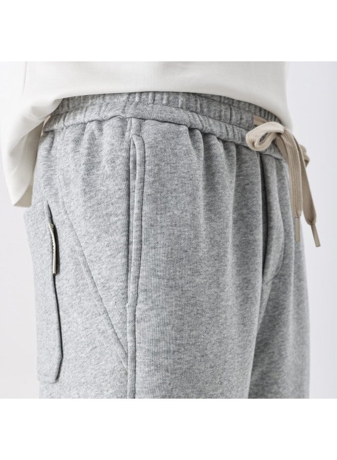 Markless Men's Autumn Winter Knitted Casual Versatile Loose Straight Jogger Pants 4834 Light Gray S - Image 3