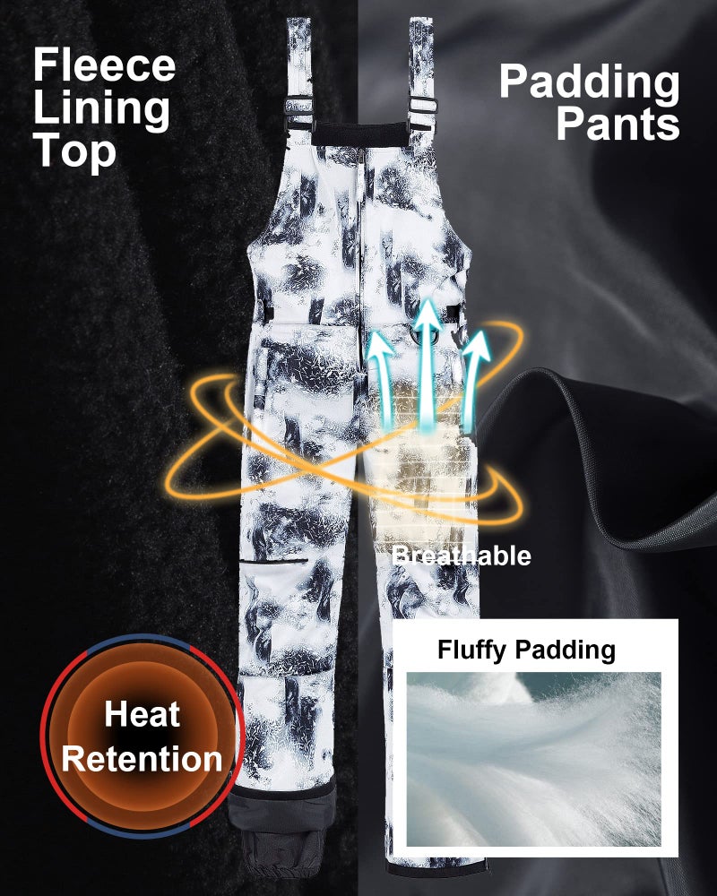 CREATMO US Boys Snow Pants Kids Ski Pants Classic Heavyweight Snow Bib Ski Pant Snowsuit Black White 4/5 - Image 2