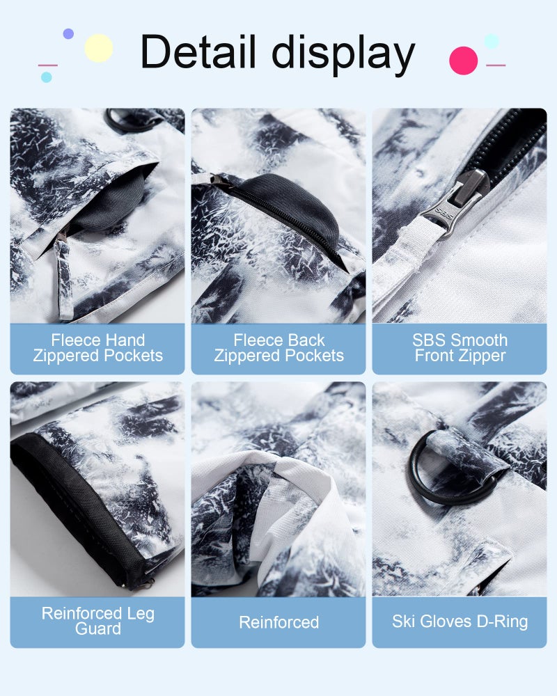 CREATMO US Boys Snow Pants Kids Ski Pants Classic Heavyweight Snow Bib Ski Pant Snowsuit Black White 4/5 - Image 4