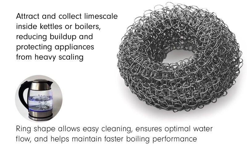 Tredoni 2 Reusable Limescale Remover Ring 0.8x1.6 - Boiler/Kettle Furring Descaler Stainless Steel Mesh 2x4cm (2) - Image 3