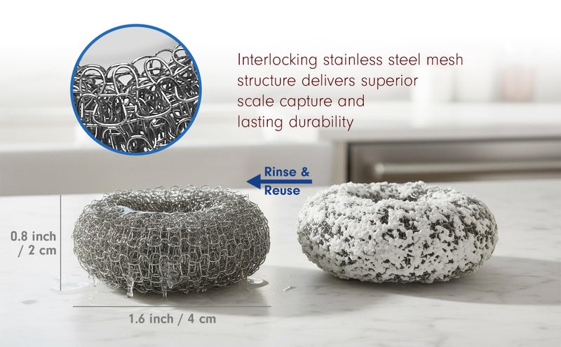 Tredoni 2 Reusable Limescale Remover Ring 0.8x1.6 - Boiler/Kettle Furring Descaler Stainless Steel Mesh 2x4cm (2) - Image 4