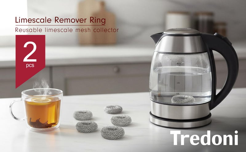 Tredoni 2 Reusable Limescale Remover Ring 0.8x1.6 - Boiler/Kettle Furring Descaler Stainless Steel Mesh 2x4cm (2) - Image 2