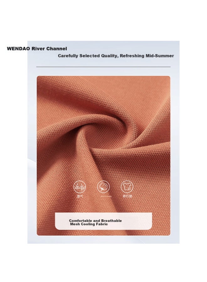 ASK Wandao Honeycomb Pique Polo Shirt Ds9002 Brown Red Regular Fit 3XL - Image 2