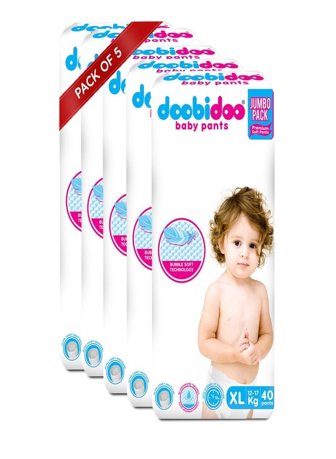 Doobidoo Baby Pants Diapers - XL Size | All-Round Softness with Bubble Soft Topsheet & Anti-Leak Side Cuffs | High Absorbency & Rash-Free Comfort for Babies (12–17 kg) - Pack of 2 | 24 Count - Image 1