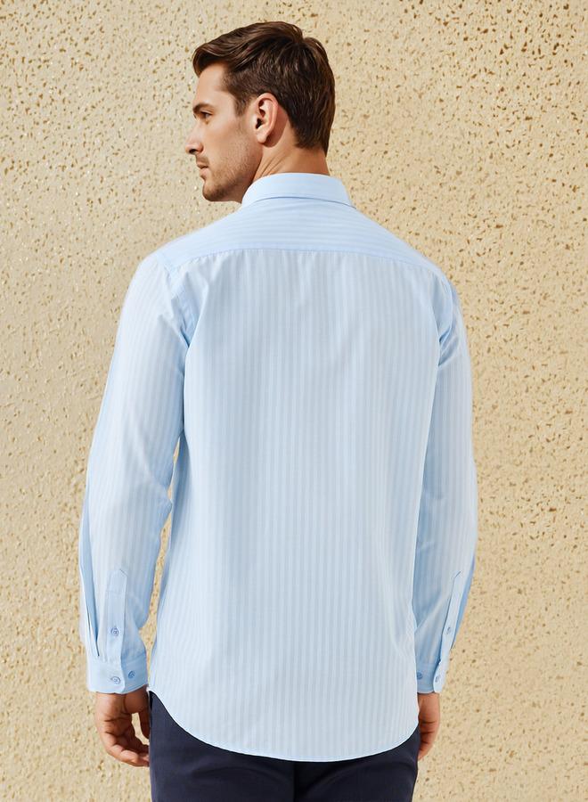 سبلاش فيڤ قميص دوبي مخطط بأكمام طويلة وياقة عادية - Image 3