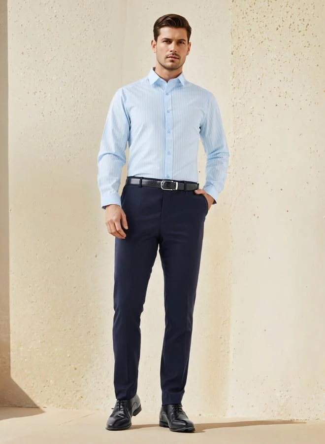 Splash FAV Regular Fit Striped Collared Dobby Shirt with Long Sleeves