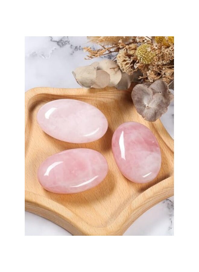 chenmay حجر الكوارتز الوردي، حجر النخيل، كريستال طبيعي، شاكرا ريكي، مصقول، شفاء الحب، حجر القلق، بلورات بيضاوية الشكل، لعلاج القلق وتخفيف التوتر - Image 5