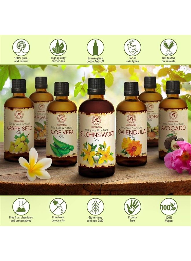 Aromatika زيت سانت جون 6.8 أونصة (2 * 100 مل) - هيبيريكوم بيرفوراتوم - زيت ناقل للزيوت الأساسية - زيت للبشرة - زيت للشعر - زيت للجسم - زيت للوجه - زيت للاستحمام - Image 2