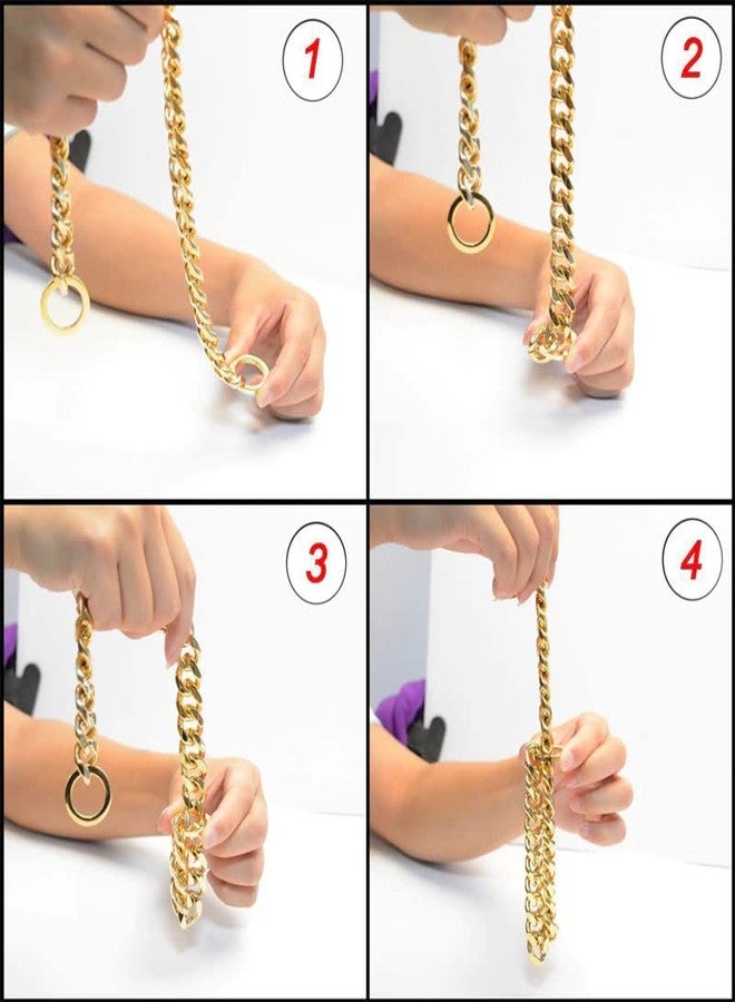 Pups&Pets طوق تدريب الكلاب من النحاس الأصفر شديد التحمل والمصقول بالذهب والمقطع بالماس من Pups&Pets، طوق دوار لعروض الكلاب (سمك 5 مم، طول 24 بوصة، مقاس كبير جدًا للكلاب) - Image 5