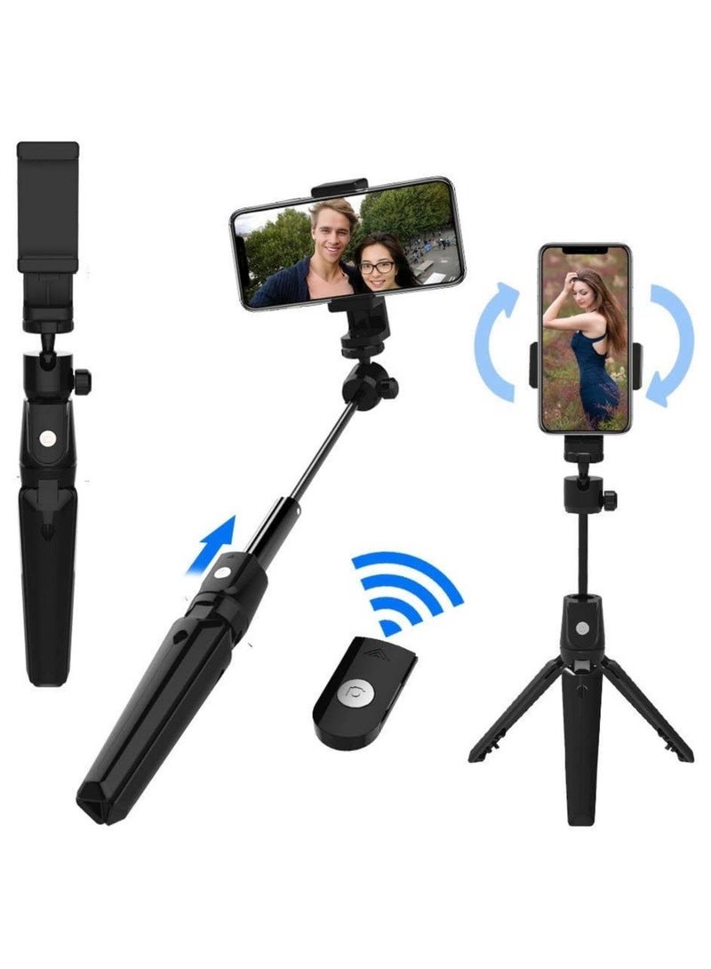 Selfie Stick Bluetooth Selfie Stick Tripod Selfie Stick Wireless Remote Shutter with Expandable Portable Monopod for Photography (Color: Black, Size: One Size) - Image 1