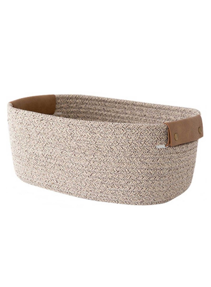 AiheArron Storage Basket, Storage Baskets for Shelves Organizer, Cotton Rope Baskets for Storage, Woven Basket for Handles,Towel Baskets for Bathroom (Light Brown,L) - Image 1
