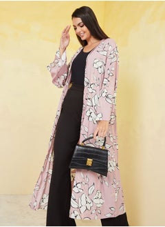 Midi Length Floral Print Kimono