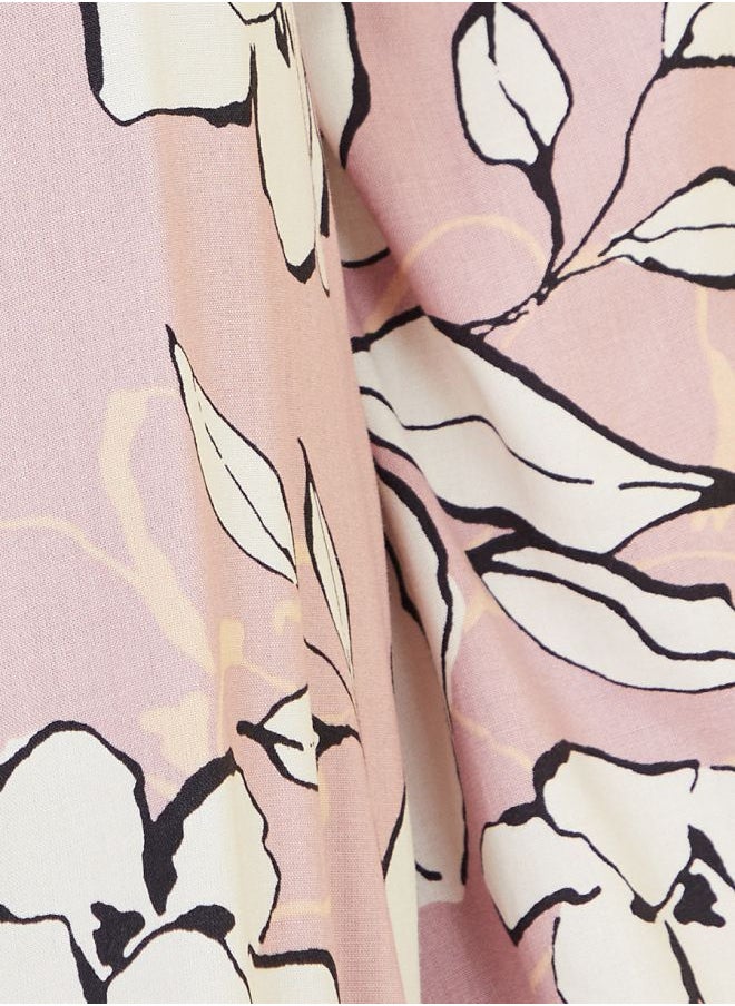 Styli - Midi Length Floral Print Kimono - Image 1