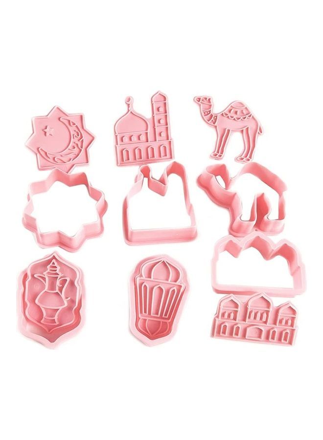 6-Piece Eid Mubarak 3D Cookie Cutter Pink