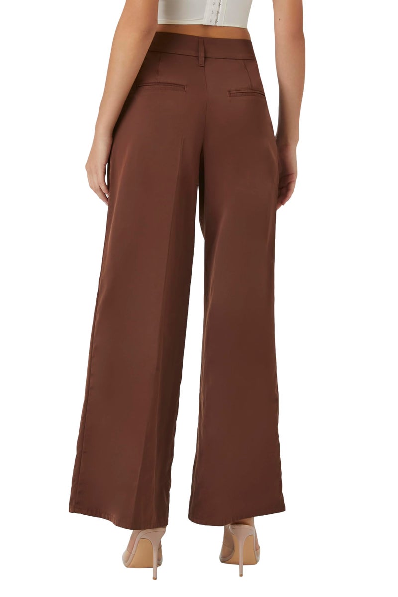 Forever 21 Mid-Rise Ultra Wide-Leg Pants Chocolate Small - Image 4