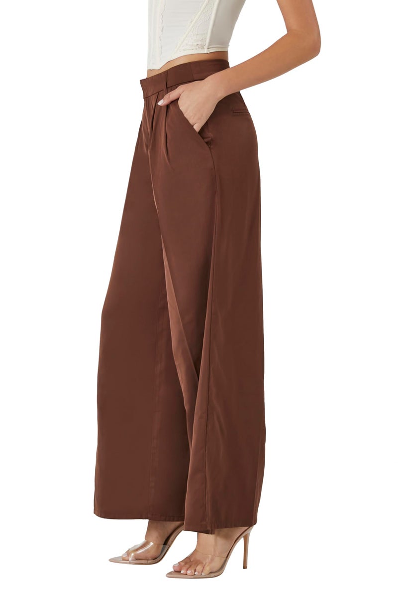 Forever 21 Mid-Rise Ultra Wide-Leg Pants Chocolate Small - Image 3