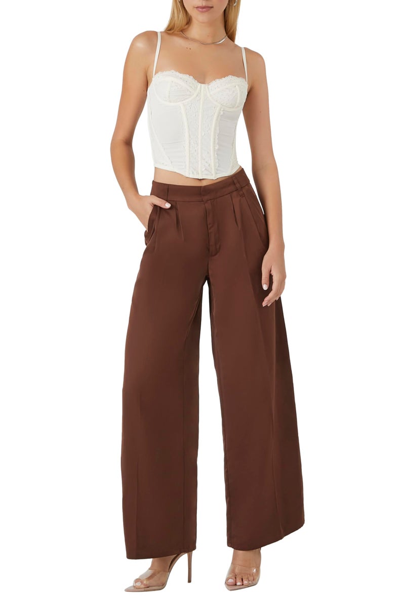 Forever 21 Mid-Rise Ultra Wide-Leg Pants Chocolate Small - Image 1