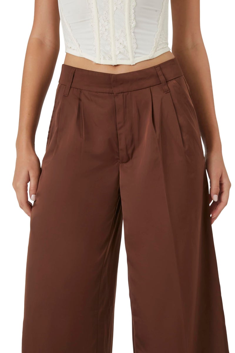 Forever 21 Mid-Rise Ultra Wide-Leg Pants Chocolate Small - Image 5