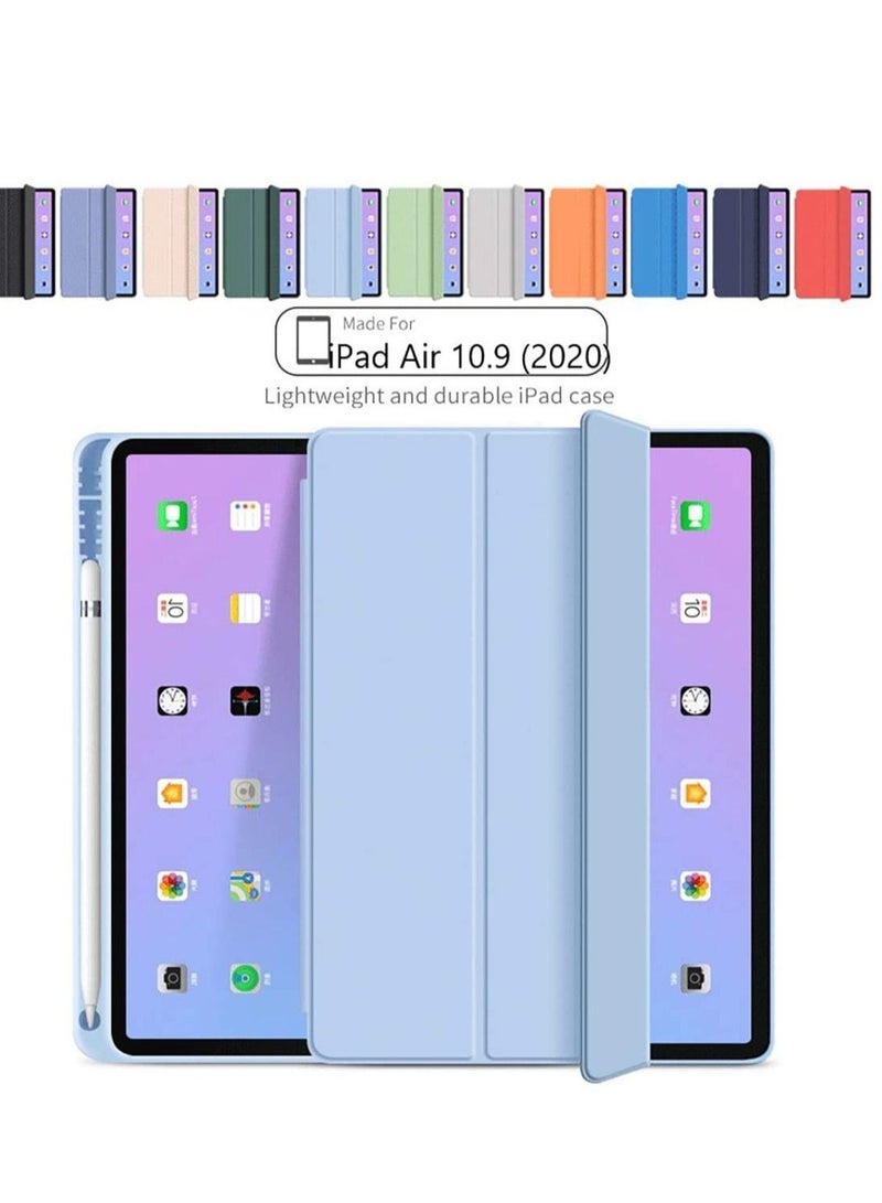 Case For New iPad Air 4 10.9, Silicone Pen Tray Design Ultra Slim Smart Magnetic Back, Trifold Stand Protective Cover with Auto Wake/Sleep, For iPad Air 4 10.9 Inch 2020-Navy - Image 2