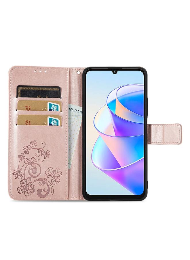 S-TOP Case For Honor X7a Four-leaf Clasp Embossed Leather Phone Case - Image 3