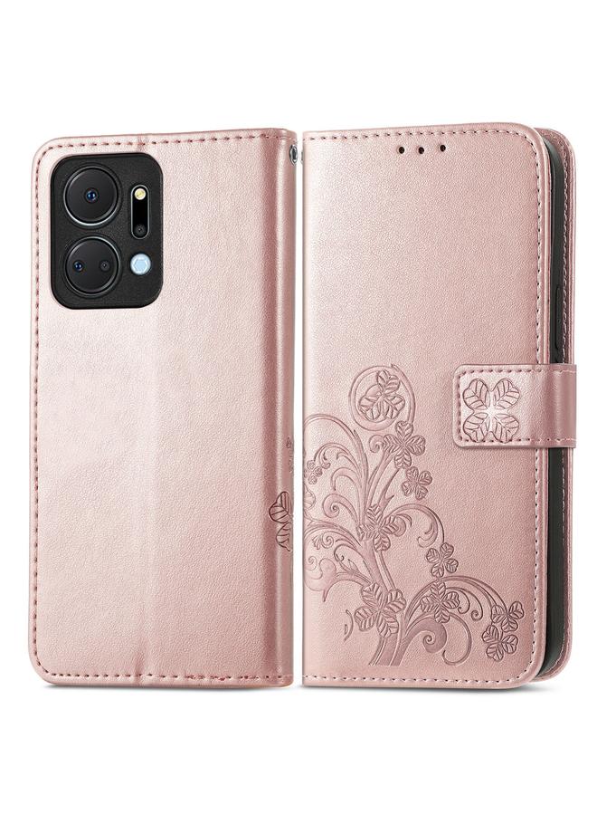 S-TOP Case For Honor X7a Four-leaf Clasp Embossed Leather Phone Case - Image 2