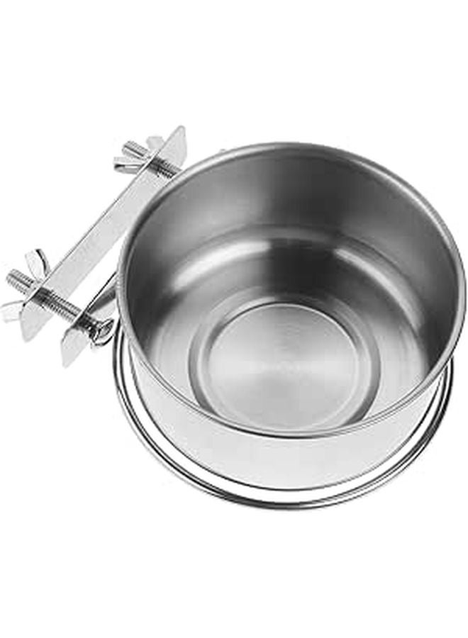 Stainless Steel Wall Mounted Double Pet Bowl With Clamp 10cm - Image 1
