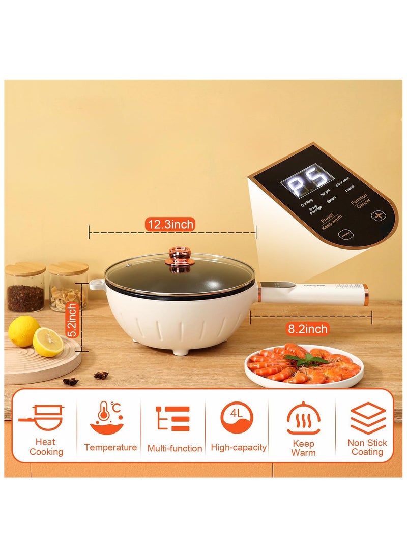 XVersion Electric Hot Pot 4L - Non-Stick Multi-Cooker, Electric Skillet, Frying Pan, Saucepan for Ramen, Noodles, Steak, Eggs, Pasta, Rice, Soup, Sauté & Shabu Shabu  - Image 2