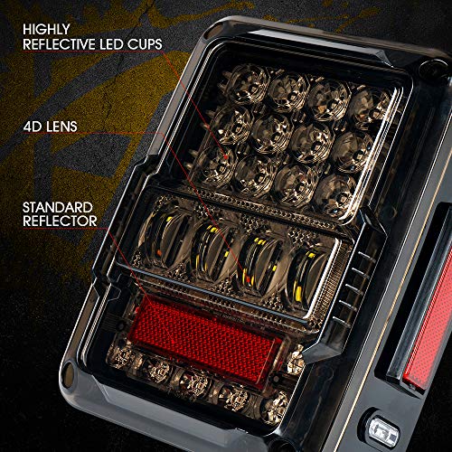 Xprite أضواء خلفية LED مدخنة 4D من Xprite تناسب جيب رانجلر JK JKU صحارى/روبيكون/سبورت 2007-2018، أضواء خلفية قابلة للتوصيل والتشغيل مع مقاومات مدمجة، أضواء مواقف، أضواء فرامل، أضواء إشارة انعطاف وأضواء عكس، معتمدة من DOT - Image 3