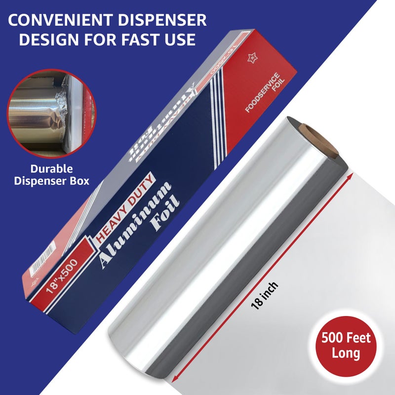 RESTAURANT FEEDER 18" x 500' Heavy Duty Commercial Grade Food Safe Aluminum Foil Roll - Durable and Tear Resistant for Cooking, Grilling, and Roasting - Ideal for Restaurants, Catering, and Professional Kitchens - Image 4