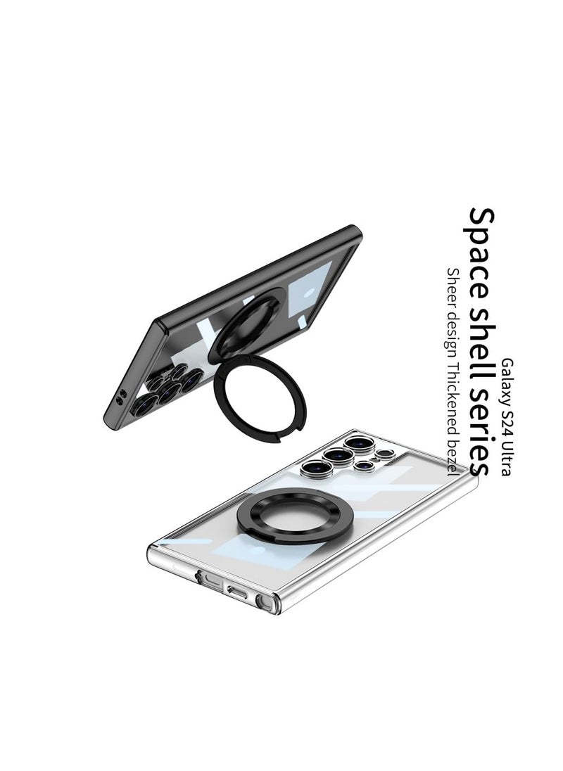 Aookay - Magnetic Case for Galaxy S24 Ultra, Compatible with MagSafe, Built-in Rotatable Kickstand, Shockproof Full Body Protection, Multi-Angle Stand Phone Case for Galaxy S24 Ultra (Clear) - Image 1