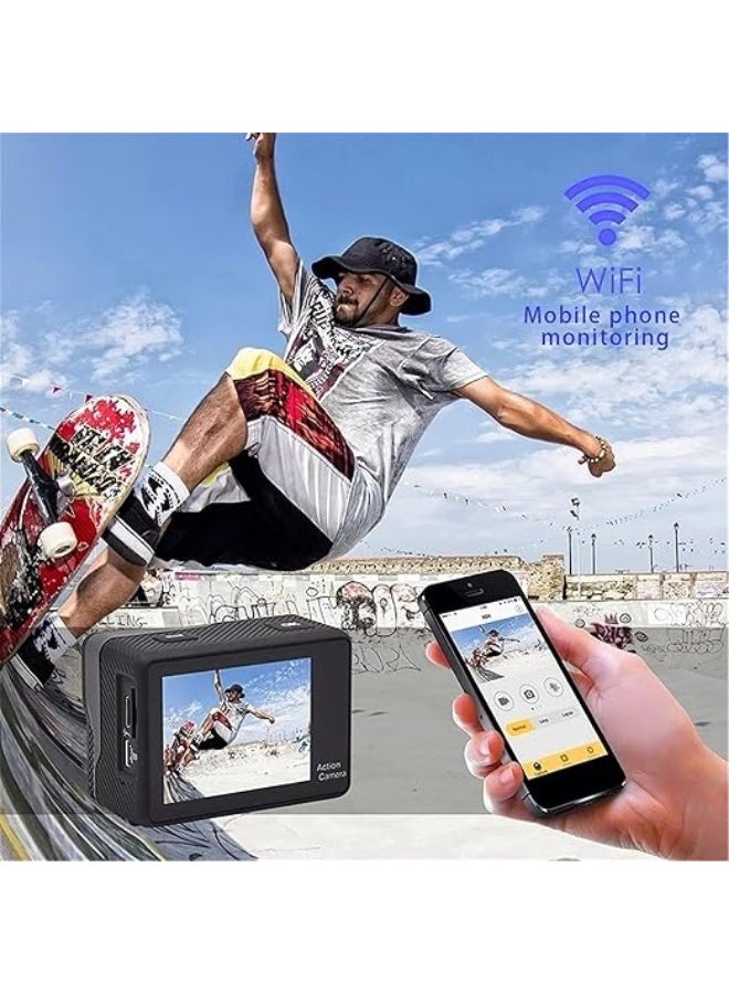 كاميرا رياضية فائقة الوضوح بدقة 4K و20 ميجابكسل، مزودة باتصال واي فاي، ومقاومة للماء حتى عمق 30 مترًا، وعدسة بزاوية واسعة 170 درجة، - Image 2