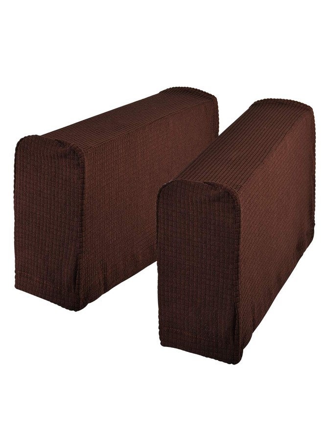 سي ام غطاء مسند ذراع الأريكة المضاد للانزلاق والغبار، غطاء مطاطي للأريكة والكراسي القابلة للإمالة، واقي للأريكة، زوج واحد (بني داكن) - Image 1