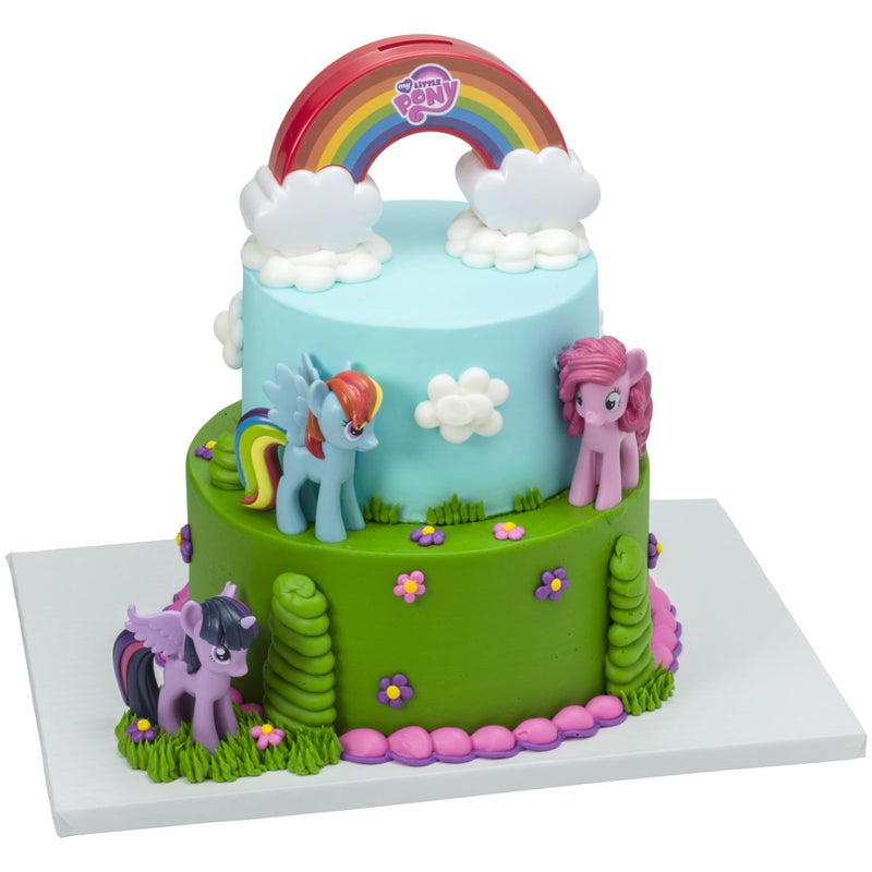 DecoPac DecoSet My Little Pony Over The Rainbow Signature Cake Topper 4 Piece Decoration Dash Pinkie Pie and Twilight Sparkle Coin Bank Collectable Figurines For Birthday - Image 2