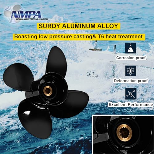 VIF OEM Upgrade 14x21 Aluminum Boat Propeller for Yamaha 150hp 175hp 200hp 220hp 225hp 250hp 300hp F150 F175 F200 F225 Outboard Engines,15 Tooth, 4 Blades, Rh - Image 3