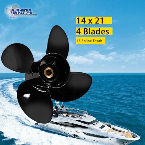 VIF OEM Upgrade 14x21 Aluminum Boat Propeller for Yamaha 150hp 175hp 200hp 220hp 225hp 250hp 300hp F150 F175 F200 F225 Outboard Engines,15 Tooth, 4 Blades, Rh - Image 4