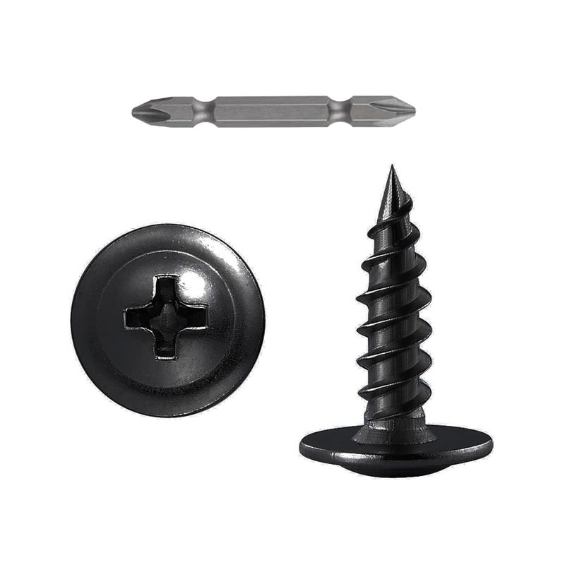 Wensilon Store (300 pcs)#8×3/4" Black Truss Head Wood Screws Quick Metal Self Tapping Zinc Oxide - Image 1