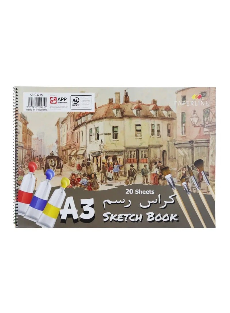 Paperline Sketch Book Plain Painting Drawing Notebook A3 Size - 20 Sheets - Image 1