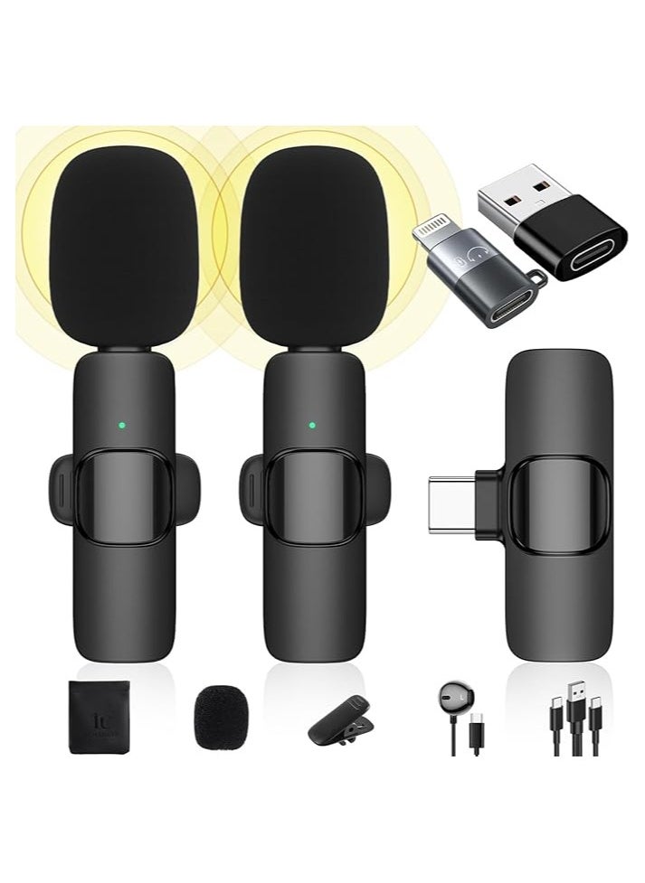 Generic Wireless Microphone, Dual Omnidirectional, Plug-and-Play, Compatible with iOS and Android, Ideal for Vlogging, Live Streaming, Interviewing, and Recording  - Image 1